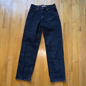 Levis Premium Dad Jeans 24 Black High Rise Relaxed Straight Leg Womens Denim